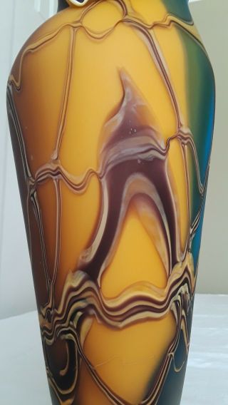Vintage E.  Zareh Blown Art Glass Vase Sculpture Purple Yellow Blue Red Russia 2