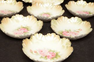 7 PC set Antique RS Prussia Bowl Floral Bouquet w Gold Accents VTG bowls 3