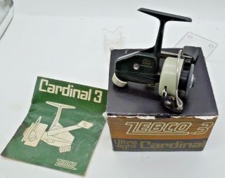 Vintage Rare 1974 Abu Garcia Zebco Cardinal 3 Ultra Light Fishing Reel W/ Box
