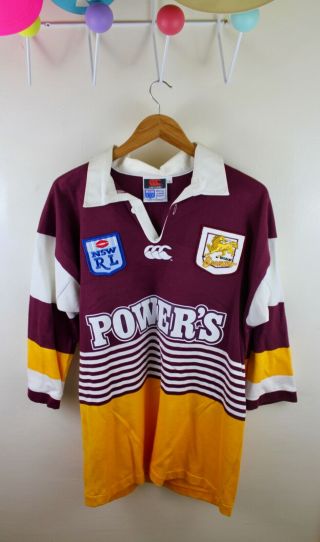 Vintage Canterbury Rugby Jersey Shirt Brisbane Broncos Nsw Rl Power 