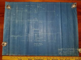 Reclaimed Vintage Cloth Blueprint Drawing Rca 1939 Addition To Plant,  Ash Hopper