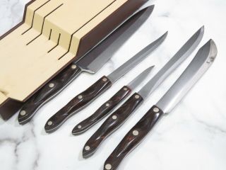 Cutco Vintage 5 Piece Carving Set With Plastic Wall Hanging Storage Drawer Box