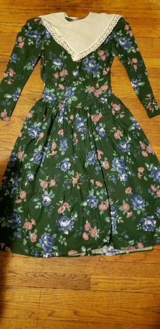 Vintage Gunne Sax By Jessica Boho Floral Prairie Dress With Lace Bodice Size 5