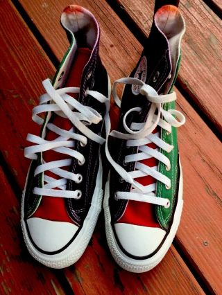 Usa Made Converse Hi Top Chuck Taylor Shoes Mens Size 7 Multi - Color Vintage