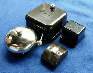Vintage Gec Electric Bakelite Brass Door Butler Bell Transformer & Push Button