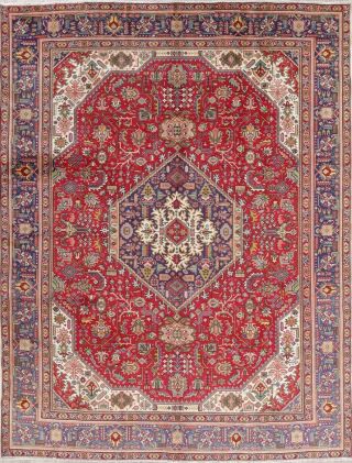 10 X 13 Traditional Floral Area Rugs Hand - Knotted Wool Dinning Room Carpet Red