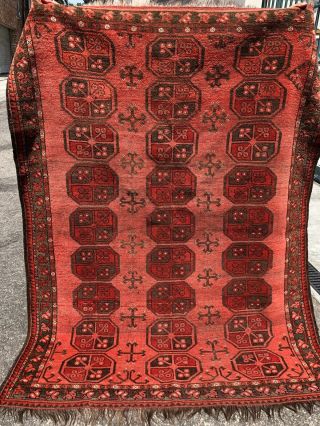 Auth: 20 ' s Antique Ersari Turkmen Powerful Iconic Tribal Beauty RED 5x6 NR 2