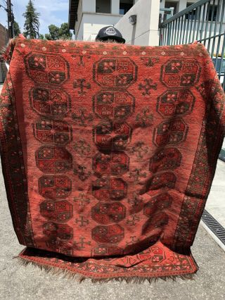 Auth: 20 ' s Antique Ersari Turkmen Powerful Iconic Tribal Beauty RED 5x6 NR 3