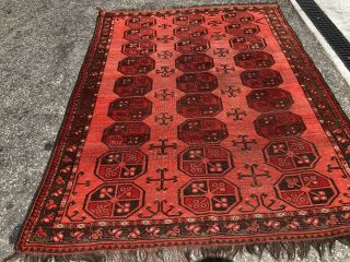 Auth: 20 ' s Antique Ersari Turkmen Powerful Iconic Tribal Beauty RED 5x6 NR 6