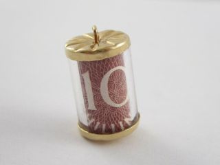 Vintage Solid 9ct Gold Emergency 10 Shilling Note Charm Pendant 3.  4 G