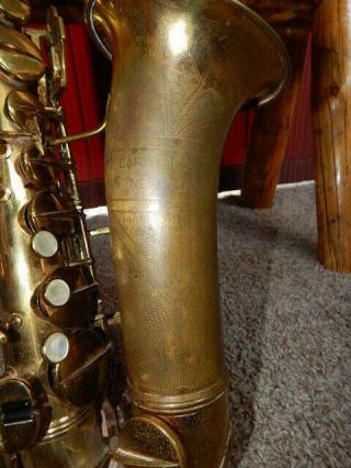 Vintage Carl Fischer York Saxophone - Scroll Stencil,  25426 Etched on Back 2