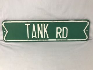 Vintage TANK RD Steel Road Street Sign RETIRED Authentic Double Sided 24 