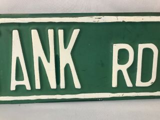 Vintage TANK RD Steel Road Street Sign RETIRED Authentic Double Sided 24 