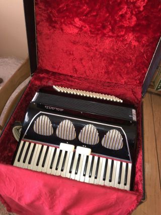 Vintage Galanti Accordion 120 Button Made In Italy Velvet Lined Hard Case Exc