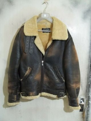 Vintage Toff London Air Force B3 Sheepskin Leather Jacket Size 36 Xs Ace Patina