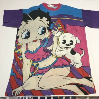 Vintage 1994 Betty Boop All Over Print 2 Sided Graphic Tshirt Size Xlt