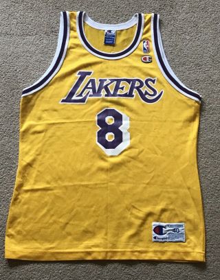 Vintage Champion Los Angeles Lakers Kobe Bryant Jersey Sz 40 Medium M Men Yellow