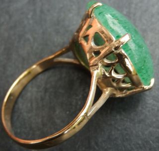 Antique / Vintage 9ct Solid Gold And Jade Ring