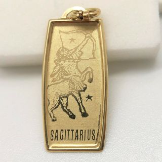 Vintage Sagittarius 14k Yellow Gold Pendant Charm With 14k Link Lock Jump Ring