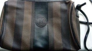 Vintage Fendi Made In Italy Coated Canvas Stripe Crossbody Handbag Bag