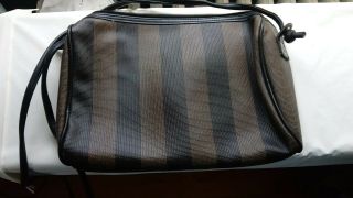Vintage Fendi Made in Italy Coated Canvas Stripe Crossbody Handbag Bag 4