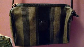 Vintage Fendi Made in Italy Coated Canvas Stripe Crossbody Handbag Bag 7