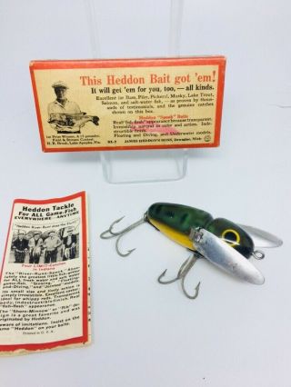 Vintage Tough Early Donaly Clip Heddon Crazy Crawler Fishing Lure 2100 Frog