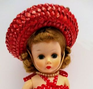 Vintage 1950s Madame Alexander Cissette Doll Tagged Red White Polka Sunsuit Walk
