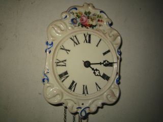 Antique German Black Forest Porcelain Dial Wall Clock 1850