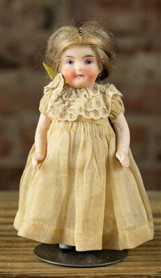 Antique German Bisque Miniature Girl Doll Orig Clothes Nr