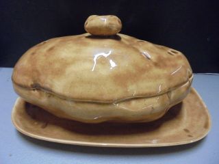 Vintage Large Ceramic Potato Shaped Serving Dish Bowl Tray Signed Hazel Feb 1978