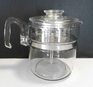 Vintage Pyrex Glass Percolator Coffee Pot 6 - 9 Cup 7759 Glass Stem Complete