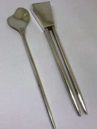 (2) Vintage Rare Authentic Sterling Silver Pat Areias Hair Pin Stick Signed