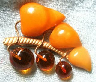 Vintage Russian (ussr) Baltic Amber Pin Brooch Sign.  9 ЯК (ЯНТАРЬ КАЛИНИНГРАД)