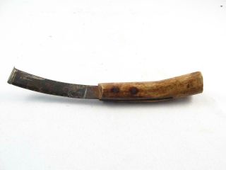 Vintage/antique Native Indian Or Inuit Hand Made Crooked Knife W/ Antler Handle