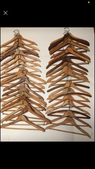 40 Vintage Wood Clothes Hangers Advertising Display Jeans Jackets Hotel Clothing