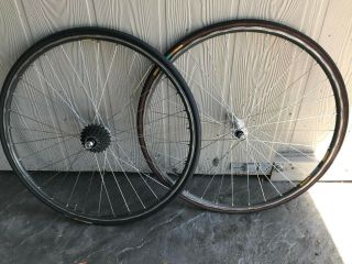 Vintage Dura Ace Clincher Wheelset W/tires And 8 Speed Cassette