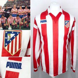 Athletico Madrid Home Football Shirt Size Large 1992/1993 Puma Men’s Vintage Top