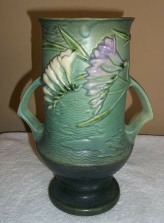 Roseville Pottery Freesia Green Vase 123 - 9 " Vintage Piece