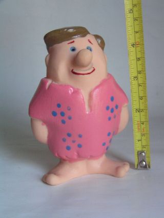 Rare Vintage Barney Rubble The Flintstones Rubber Pink Painted Figurine Doll Toy