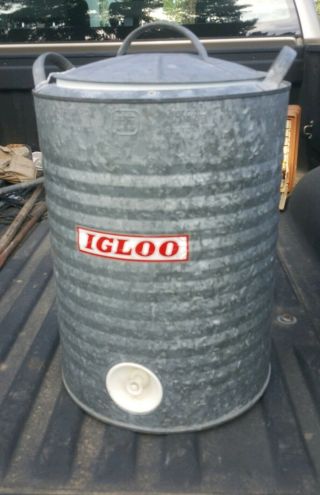 Vintage Igloo Galvanized Metal 10 Gallon Water Cooler Good Shape