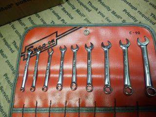 Snap On Tools 9 Pc Sae 6 Pt Midget Wrench Set C90 Kit Vintage Underlined