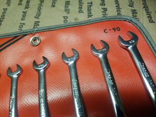 Snap On Tools 9 pc SAE 6 pt Midget Wrench Set C90 Kit Vintage UNDERLINED 2