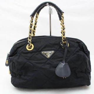 Authentic Vintage Prada Hand Bag Black Nylon 368097