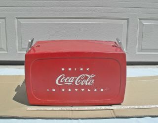 Vintage Coca - Cola Embossed Metal Cooler,  Tray Drink Coca Cola In Bottles