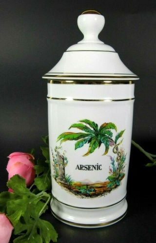 Xl Arsenic Apothecary Jar Antique French Paris Limoges Porcelain Pharmacy Pot