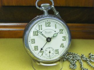 Serviced 18s 7j Chesterfield Swiss Alarm Pocket Watch 1940 - 45 Approx