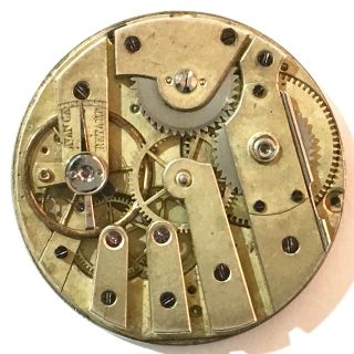 Antique Early Patek Philippe Unsigned Stem Wind Cylinder Pocket Watch Movement.