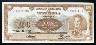 Venezuela 100 Bolívares " Orejon " 23 Julio 1953,  C7 " Vf " Rare