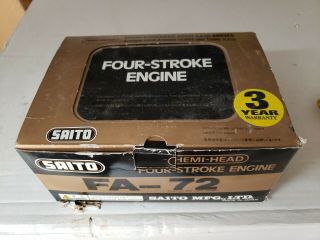 Vintage Saito Fa 72 Four Stroke Engine Rc Balsa Plane Nos